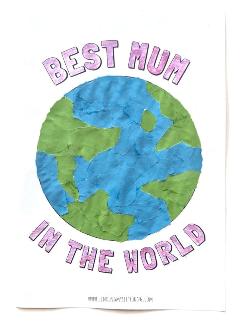 best mum in the world torn paper craft finished.